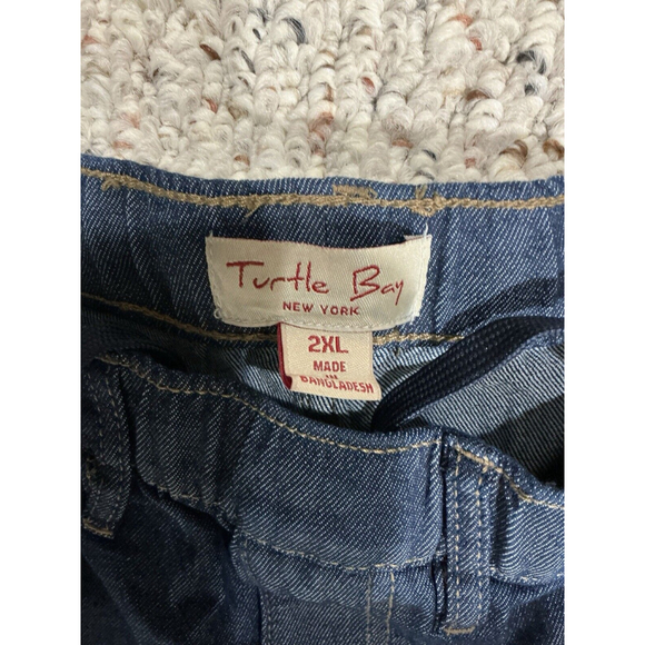 Womans Turtle Bay Ny Blue Jeans Elastic Waist Dark Wash Five Pocket 2 Xl - Picture 2 of 7